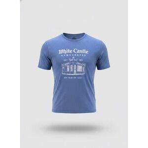 White Castle Hamburgers Mens XL Blue Graphic T-Shirt Buy Em By The Sack Vintage